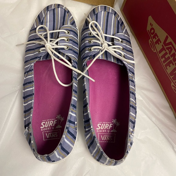 Vans Women’s Surf Sailor Navy Striped Slip on Shoes sz 8 - Picture 2 of 12